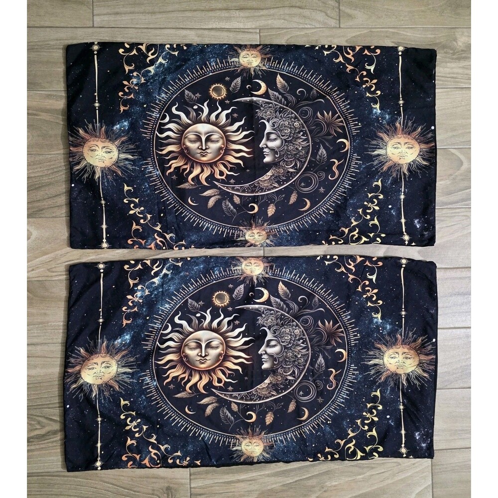 Pair King Pillowcases Celestial Sun Moon Y2K Astrology Boho Gothic Set of 2